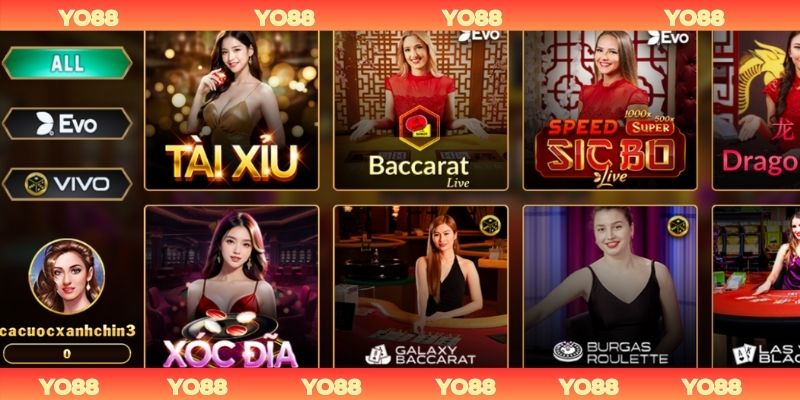 Casino live YO88 nhà cái trực tuyến